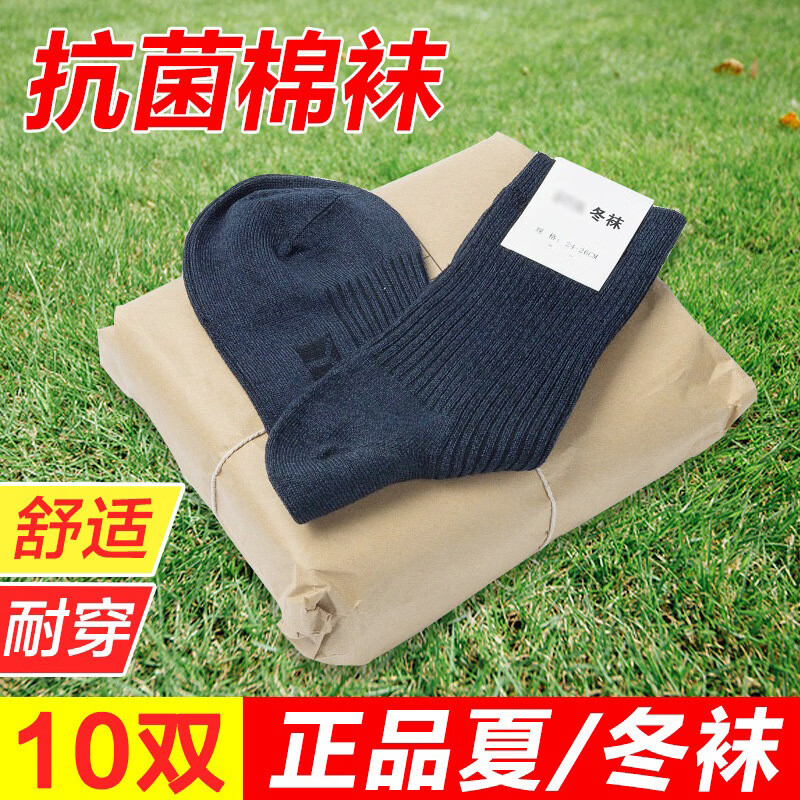 寻战鹰军夏袜子制式袜子男袜棉耐磨吸汗透气耐磨冬袜弹力袜军训袜 冬袜(藏蓝色10双)S级防臭袜 大码(43码及以上)