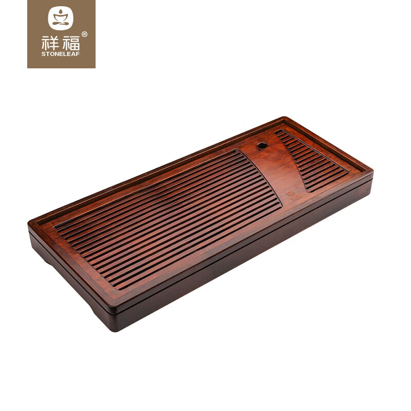 祥福 茶盘竹制功夫茶具茶盘日式家用大小号干泡竹托 储排水式单层茶海