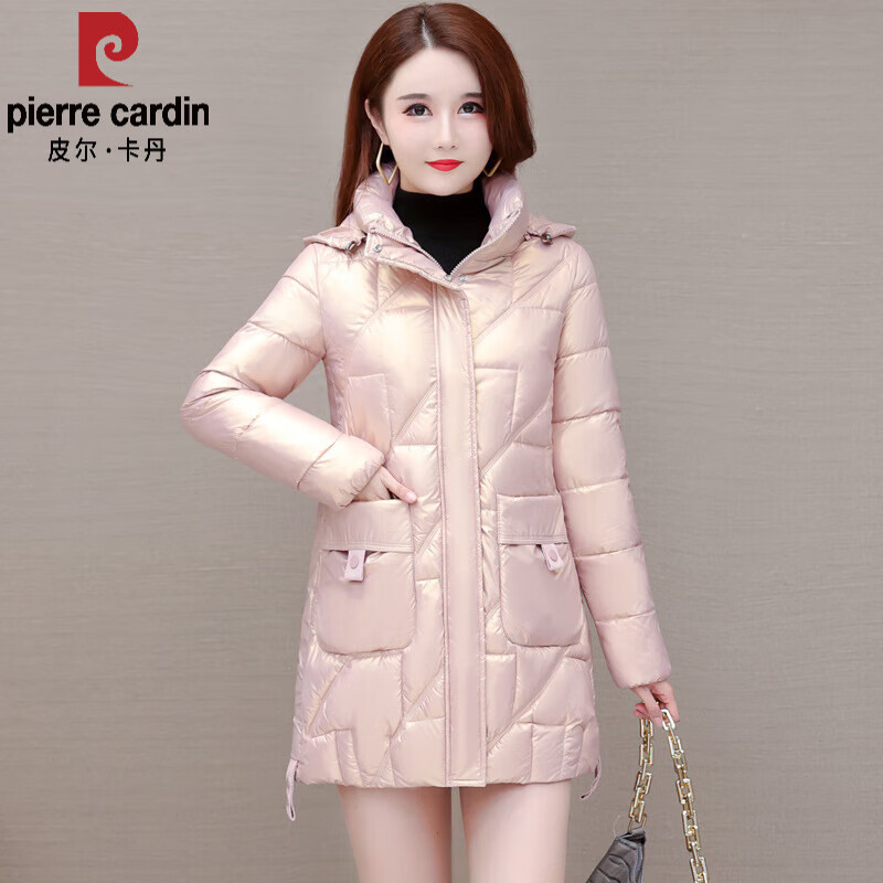 皮尔卡丹轻奢女装 可拆卸保暖棉服女2022新款冬季时尚气质小个子中长