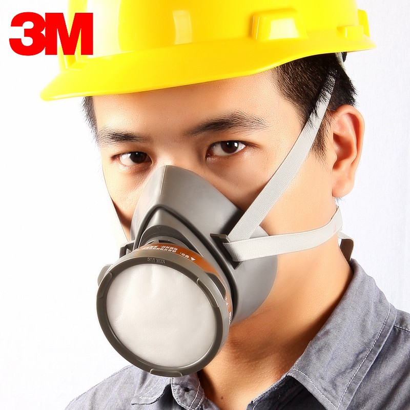 3m防毒面具喷漆口罩3200防有机气体装修化工雾霾劳保防尘面罩 灰色
