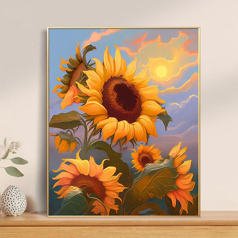 美岸数字油画diy填充涂色向日葵风景高级感手绘丙烯画手工儿童装饰画