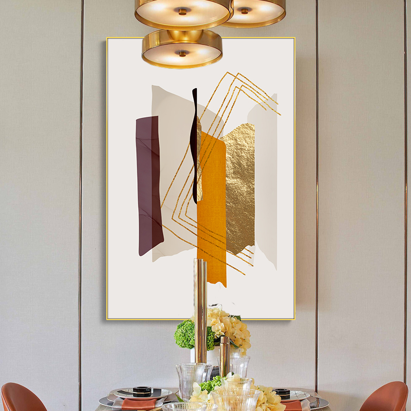 瑞画大幅2021墙画客厅挂画大气轻奢玄关装饰画现代简约橙色沙发背景墙