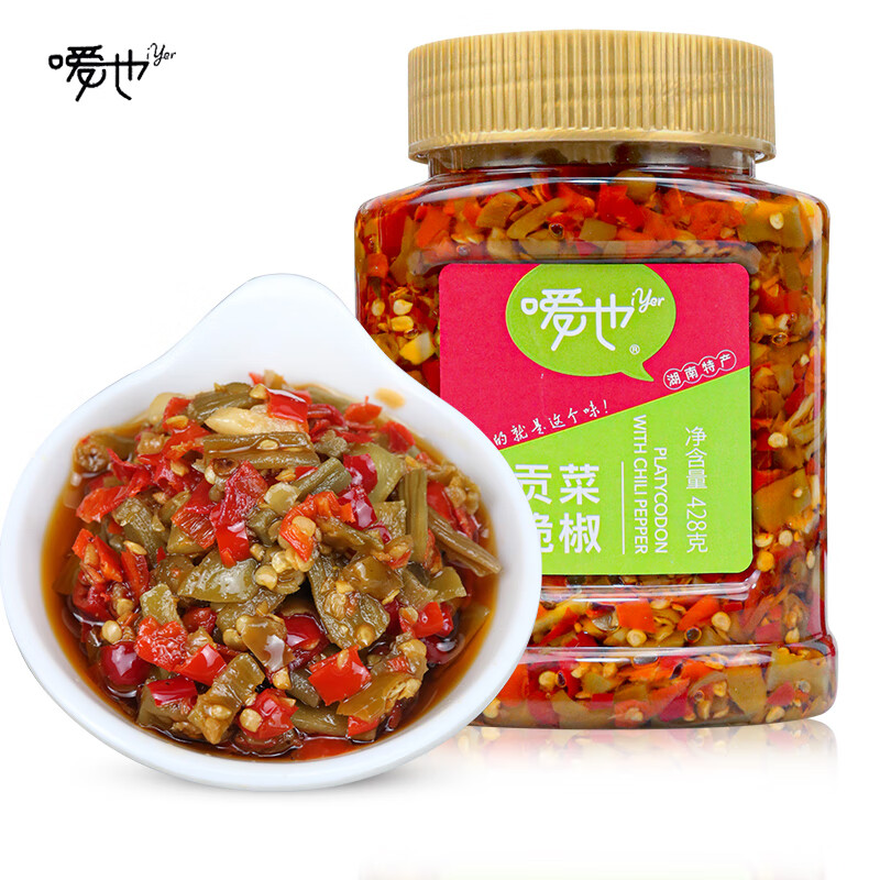 鲜有志嗳也贡菜脆椒428g湖南特产下饭菜农家香麻油拌萝卜拌饭辣脆外婆