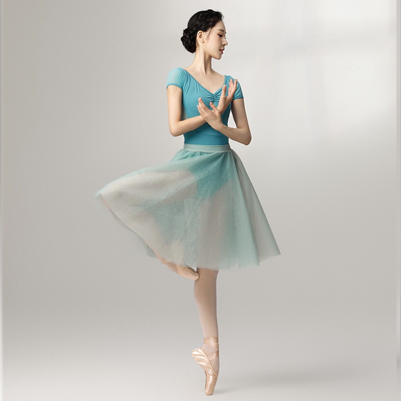 三沙(sansha)芭蕾舞裙 夏季女软纱tutu裙舞蹈半身裙仙气网纱裙 薄荷绿