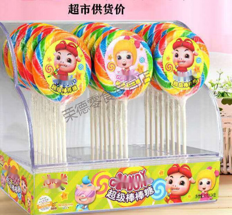 维霆24支一盒猪猪侠彩虹棒棒糖创意卡通综合水果味波板棒糖果礼物 1盒