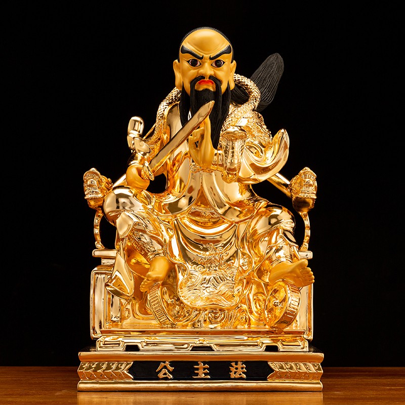 墨雪卿(muoxueqn)铜彩绘法主公神像供奉摆件监雷御史张法主公圣君鎏金