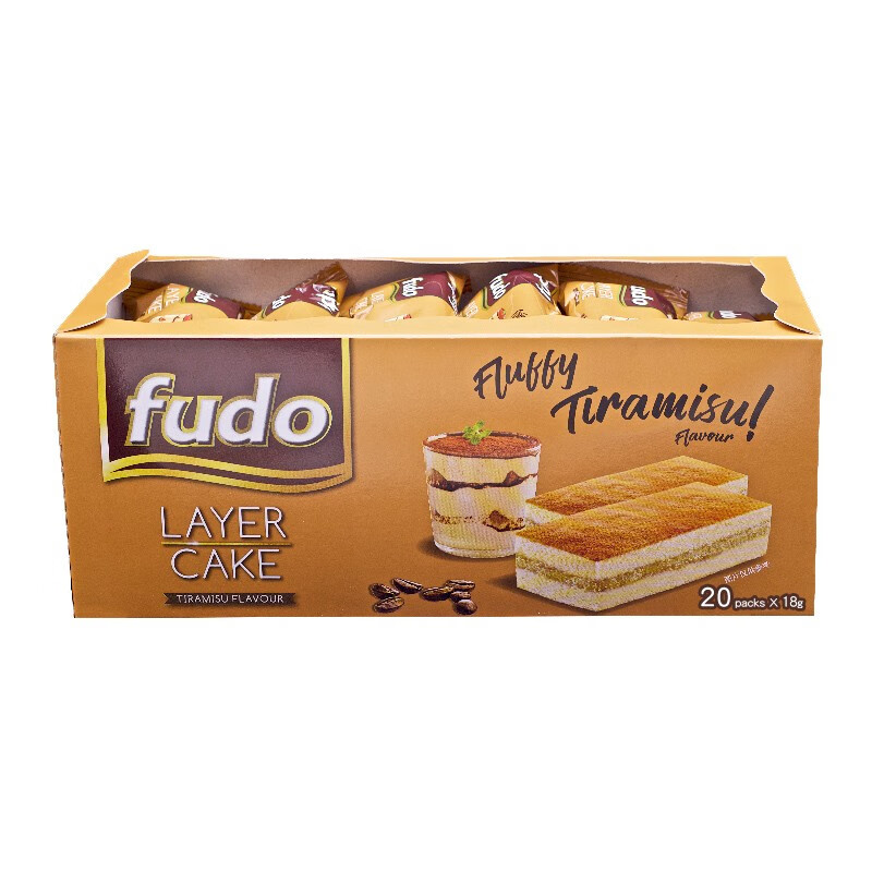 福多（Fudo）马来西亚进口提拉米苏蛋糕零食聚会早餐休闲代餐面包糕点360g整箱 提拉米苏味360g/20枚装*1盒 360g