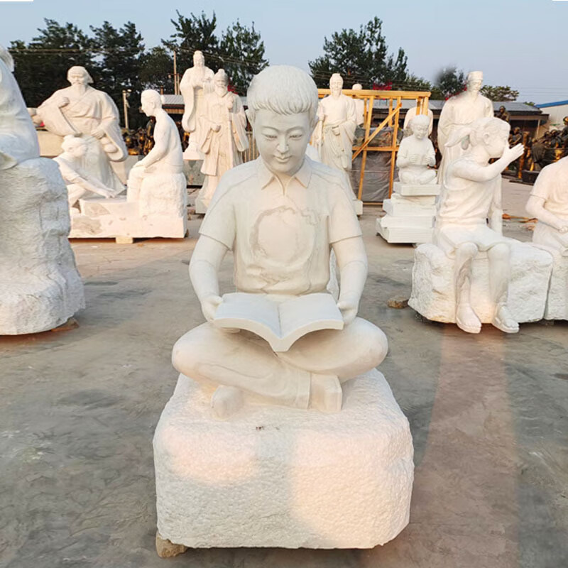 瀛乐 石雕人物雕塑汉白玉读书人物雕像花岗岩校园人物雕塑厂家供应