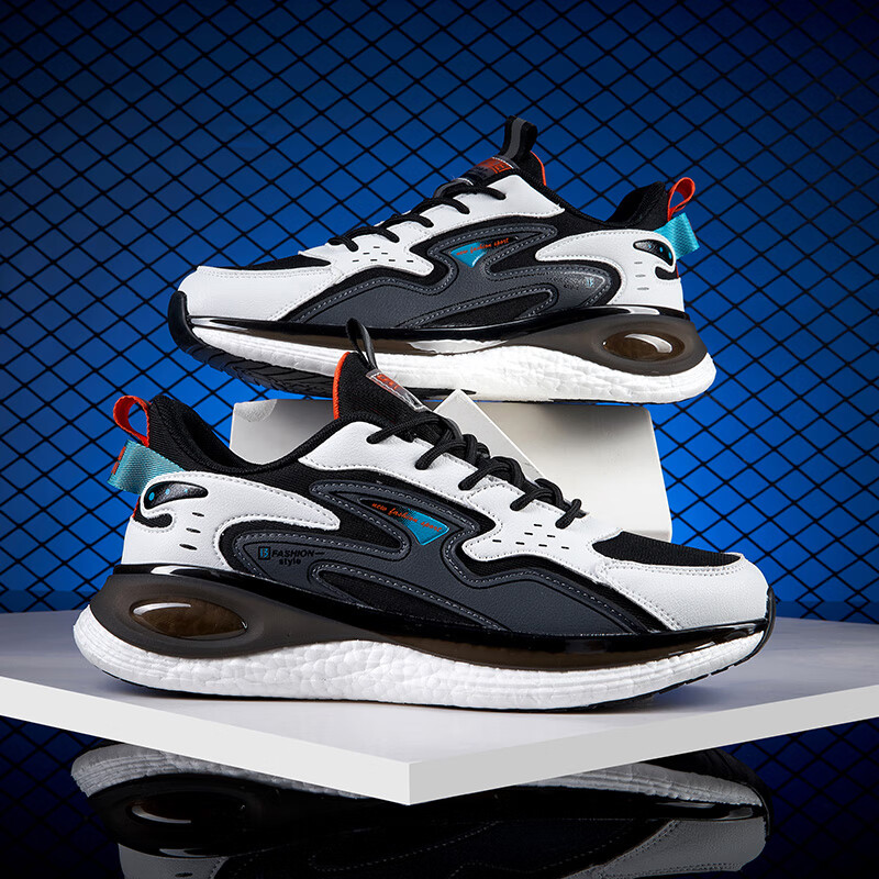 hkow361官方男鞋运动鞋新款夏季冰丝透气网面厚底爆米花踩官方nike 黑