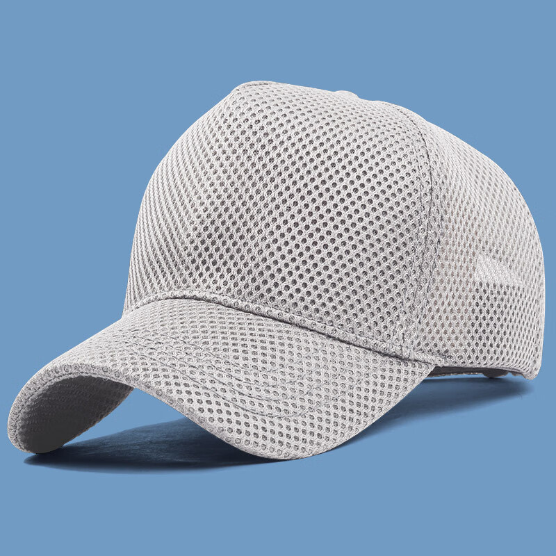 帽子男夏季薄款透气棒球帽大头围适合圆脸鸭舌帽太 浅灰色 普通码(55