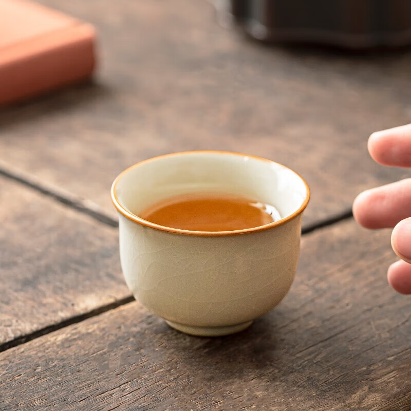 唐丰(tangfeng)汝窑品茗杯家用陶瓷个人专用茶杯开片可养功夫茶盏主人