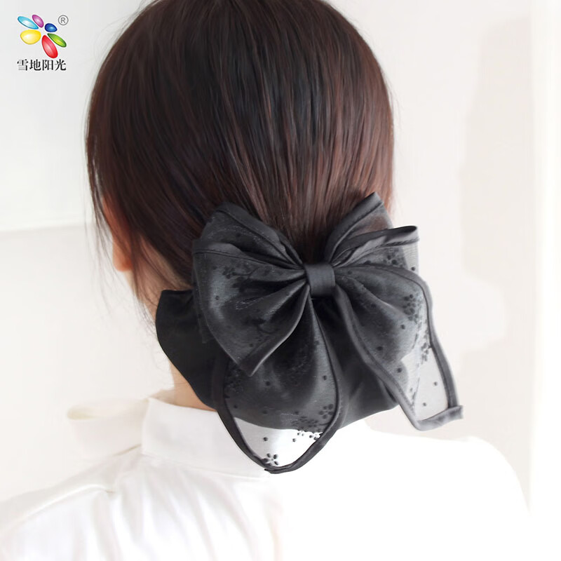 雪地阳光(snowsun)刺绣纱超大蝴蝶结 盘头发碎发短发发网兜职业女头花