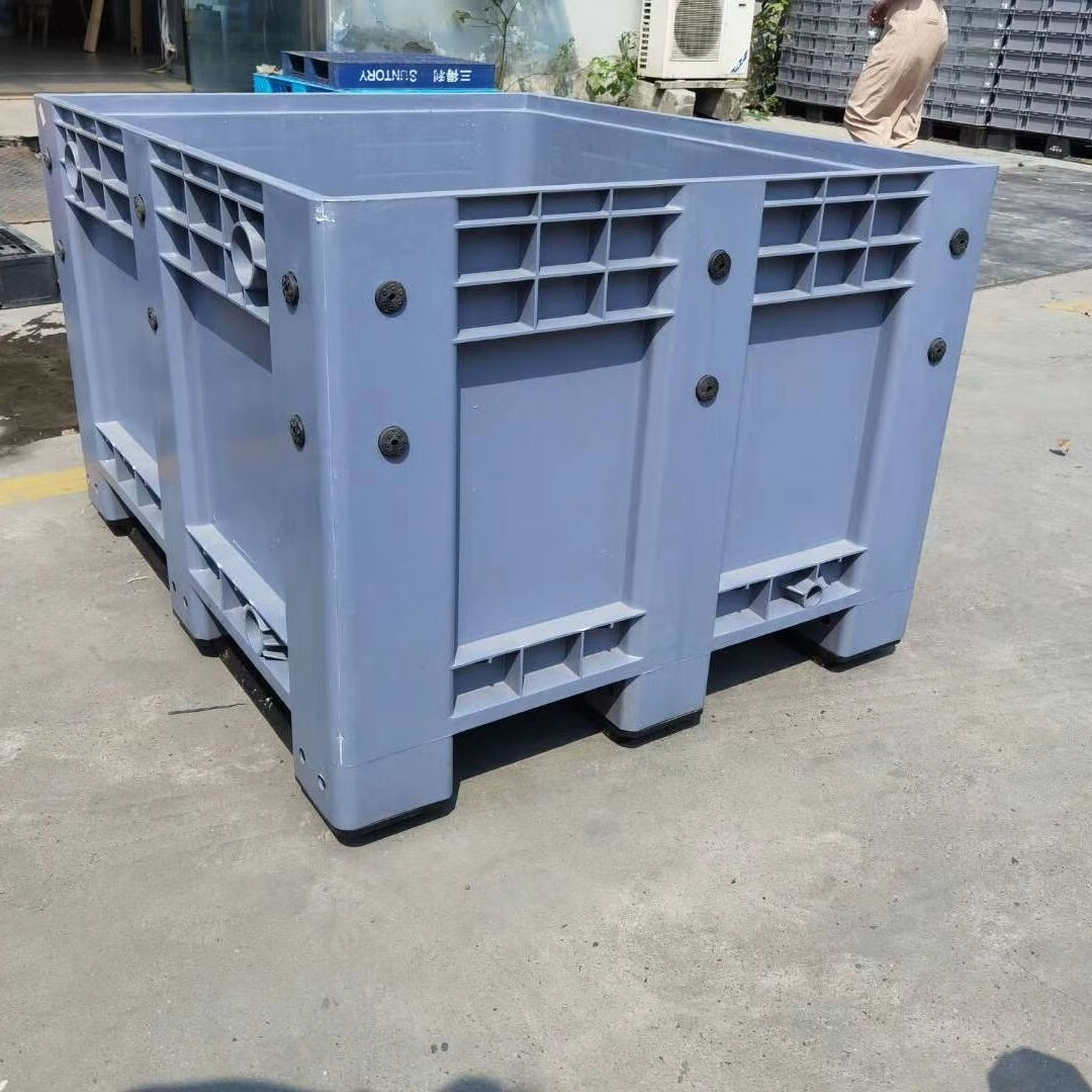 塑料卡板箱塑料托盘箱塑料箱式托盘大型塑料箱养鱼箱 1210封闭卡板箱