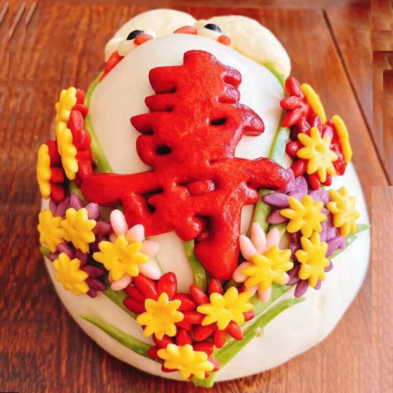 金穗朵寿桃馒头面点生日蛋糕胶东花饽饽祝寿花馍馍 仙鹤寿(2斤)