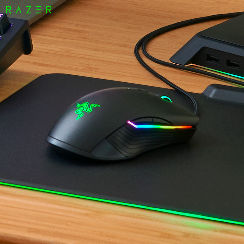 雷蛇(Razer) 锐蝮蛇竞技版 鼠标 有线鼠标 游戏鼠标 双手通用 RGB 电竞 黑色 16000DPI
