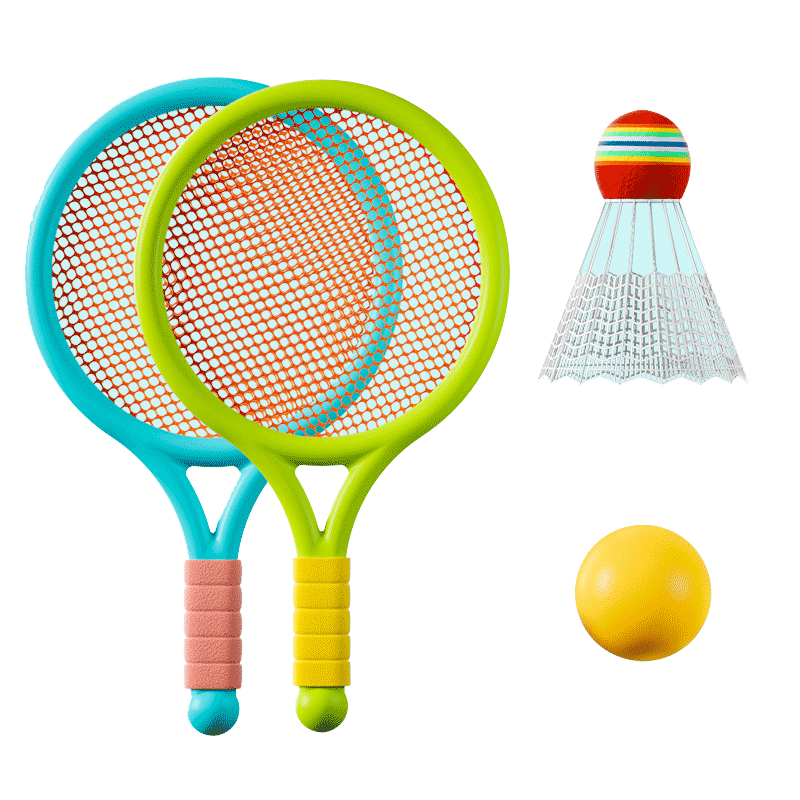 麦巧适（MAQUCC）儿童羽毛球拍玩具男孩女孩室内户外运动网球拍套装亲子互动玩具【2球拍1羽毛球1网球】