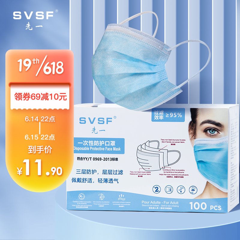 先一(SVSF)一次性医用口罩100只/盒价格走势,为您选购高性价比口罩提供参考