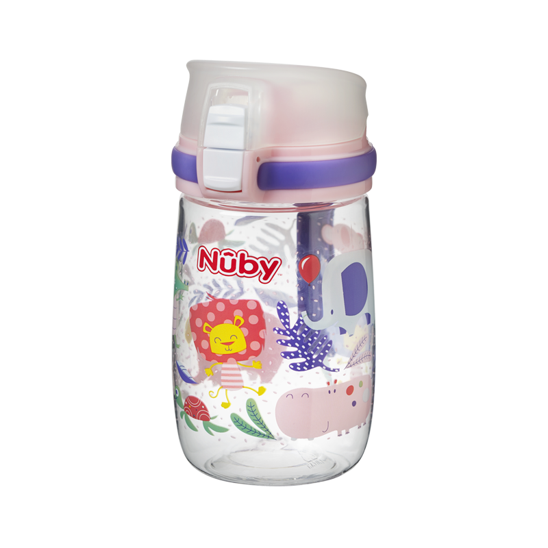 努比（Nuby）儿童运动杯户外便携夏季喝水喝奶杯子幼儿园水杯耐摔Tritan材质 粉色迷你300ML