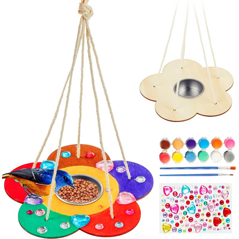 览日鸟新品儿童木制手工户外喂鸟器 鸟窝 diy木质鸟屋玩具创意彩绘