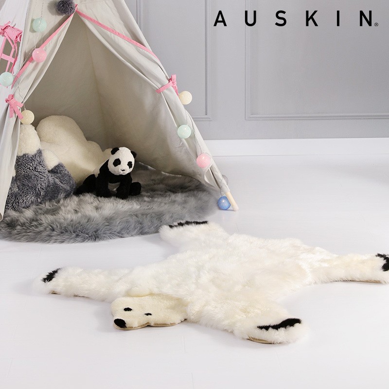 auskin澳世家 北极熊羊毛地毯卡通儿童房白熊儿童毯 小白熊 100*115cm