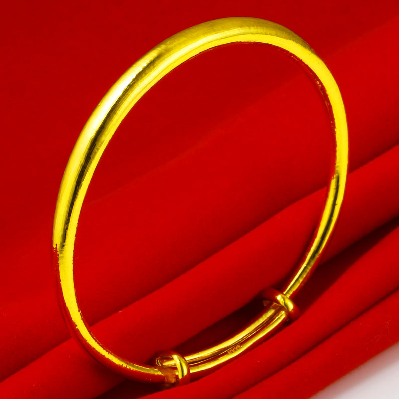 千影珠宝黄金手镯9999足金女款光面推拉款真金素圈素金镯子送妈妈按克