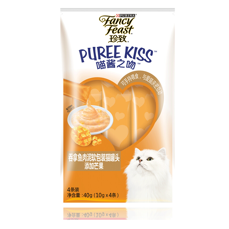 珍致原裝進(jìn)口珍致軟罐頭肉泥貓條貓零食喵醬之吻流質(zhì)成幼貓濕糧  吞拿魚(yú)+芒果 1包