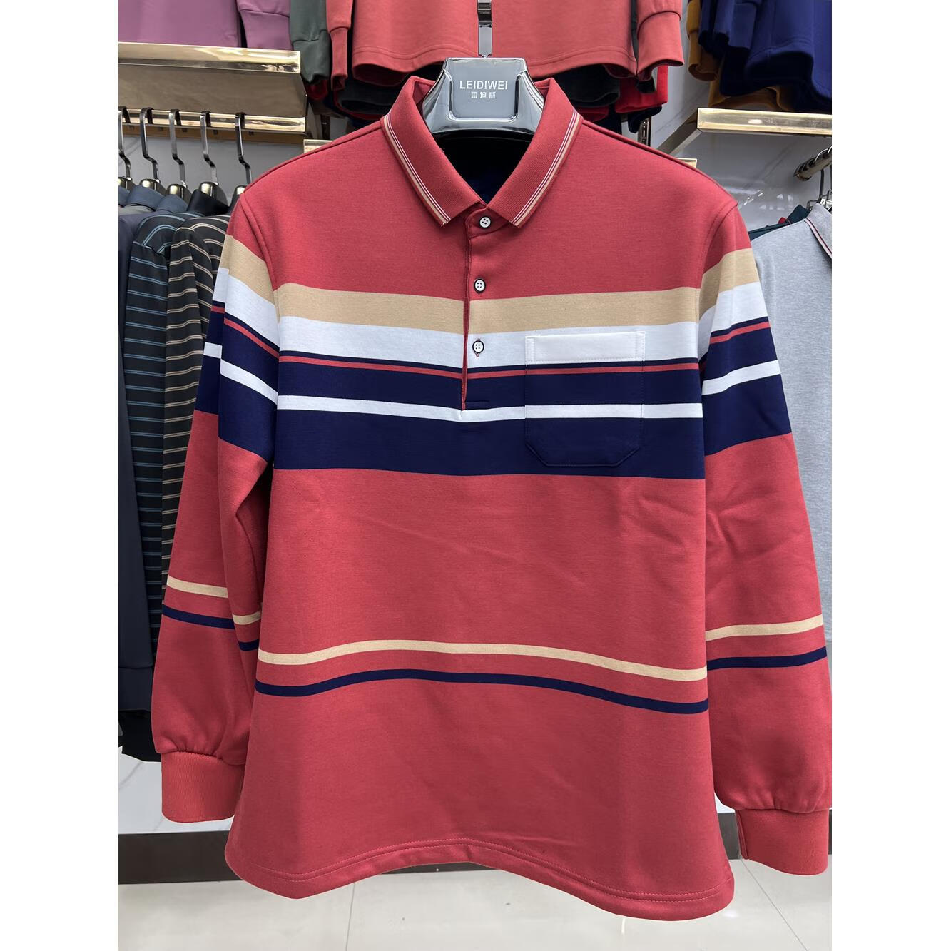 以纯男装以纯男装 秋冬中老年人男装上衣加厚加绒翻领有口袋纯棉长袖