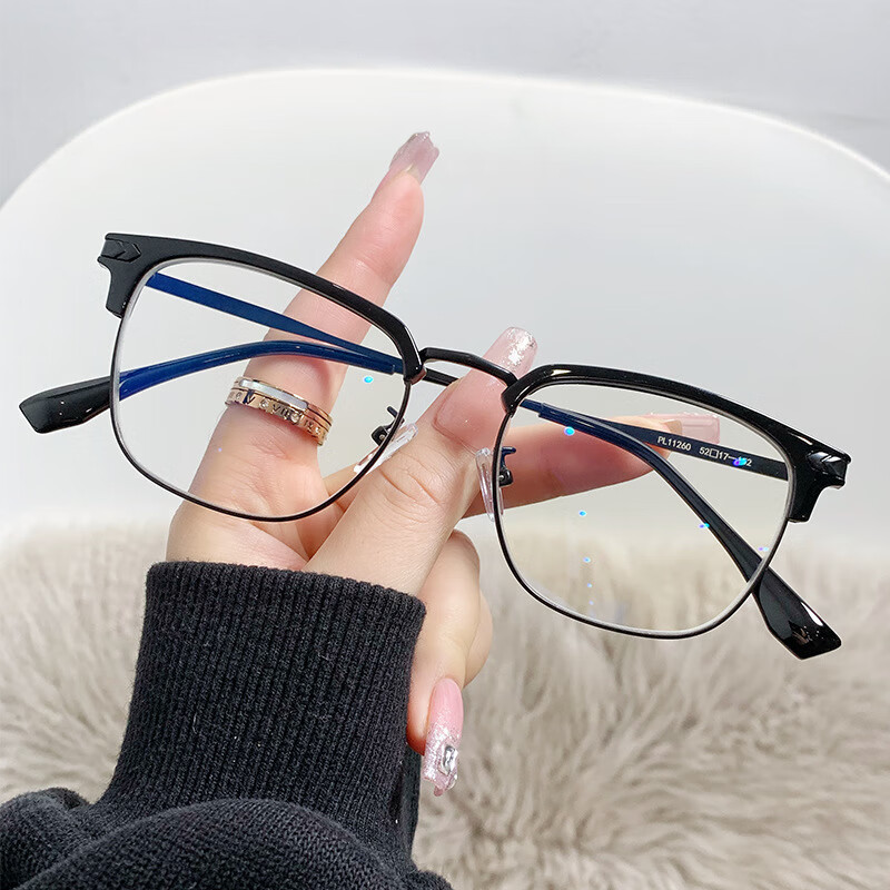 芭梦尼潮流眉毛框架眼镜防蓝光平面镜新款时尚可配近视度数散光变色防