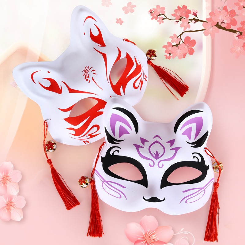 新新精艺狐狸面具装饰彩绘半脸狐狸面具化妆舞会cosplay派对酒吧装扮
