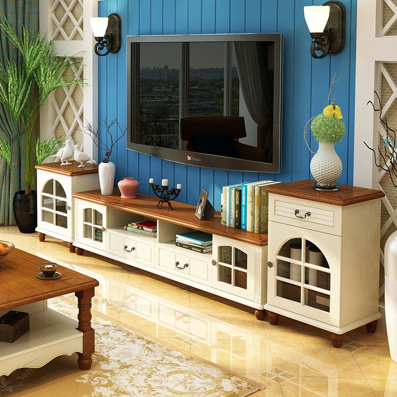 方合子（BOXES FUN） 地中海电视机柜组合客厅家具欧式实木磨砂烤漆地柜 组合电视柜象牙白（送装价）
