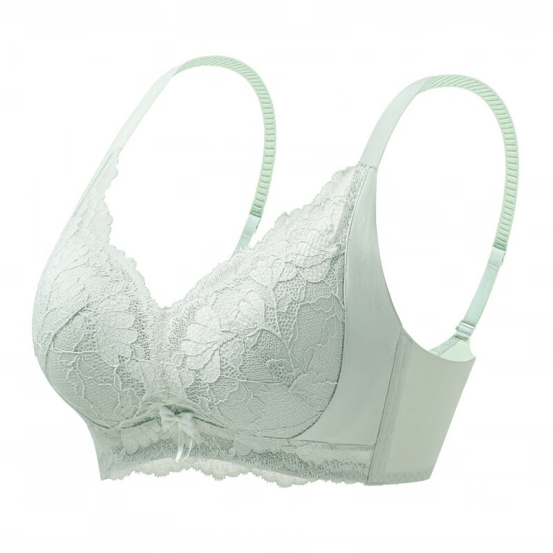 佧森滋调整型防下垂内衣女小胸聚拢夏季无钢圈蕾丝文胸罩 香槟白-单件【自然显胸型 厚1.6  32/70AB