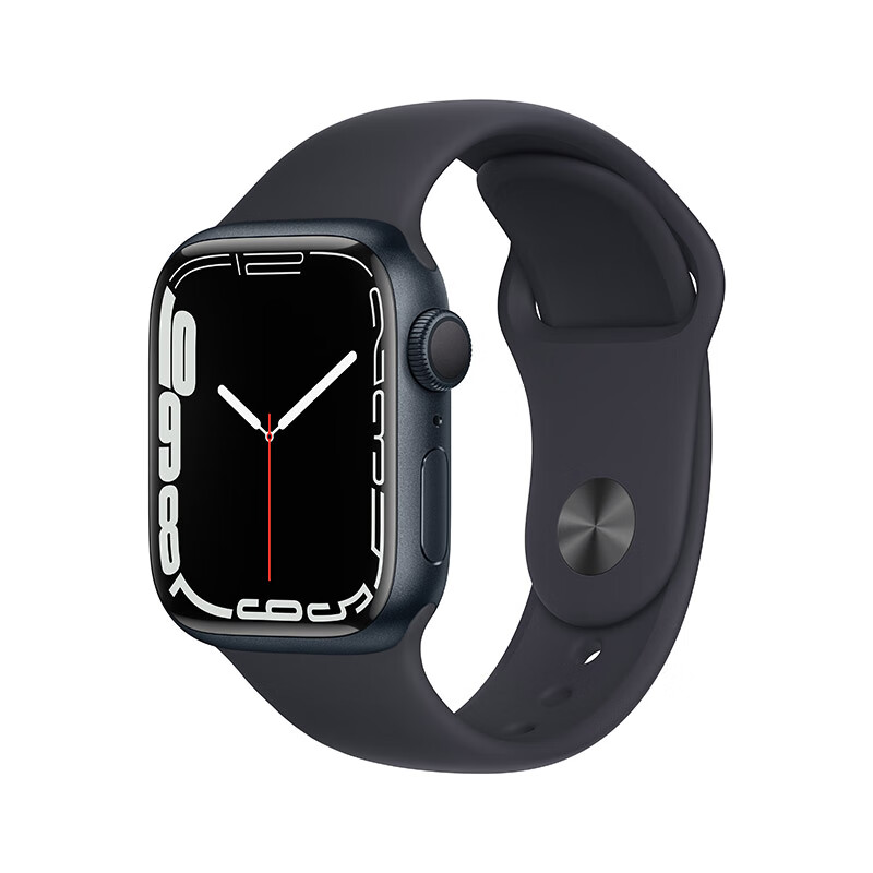 Apple Watch Series 7 智能手表GPS款41 毫米午夜色铝金属表壳午夜色运动型表带MKMX3CH/A