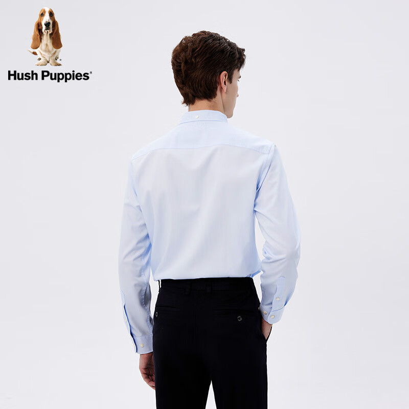 暇步士(Hush Puppies)男装春季新款纯棉基础款商务通勤休闲衬衫 025浅蓝2 L