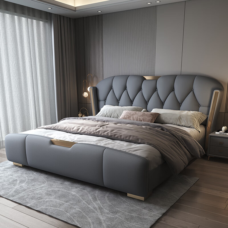 2米 现代简约1.8米主卧双人床2米2.