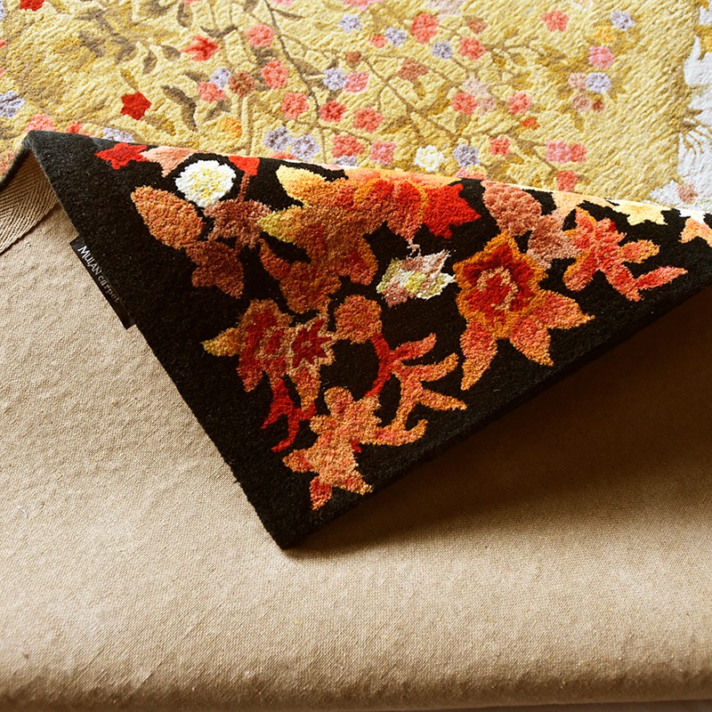 木兰手工织做新西兰羊毛加厚地毯轻奢客厅卧室床边毯茶几地毯家用地毯 黑色加黄色 300cm*400cm