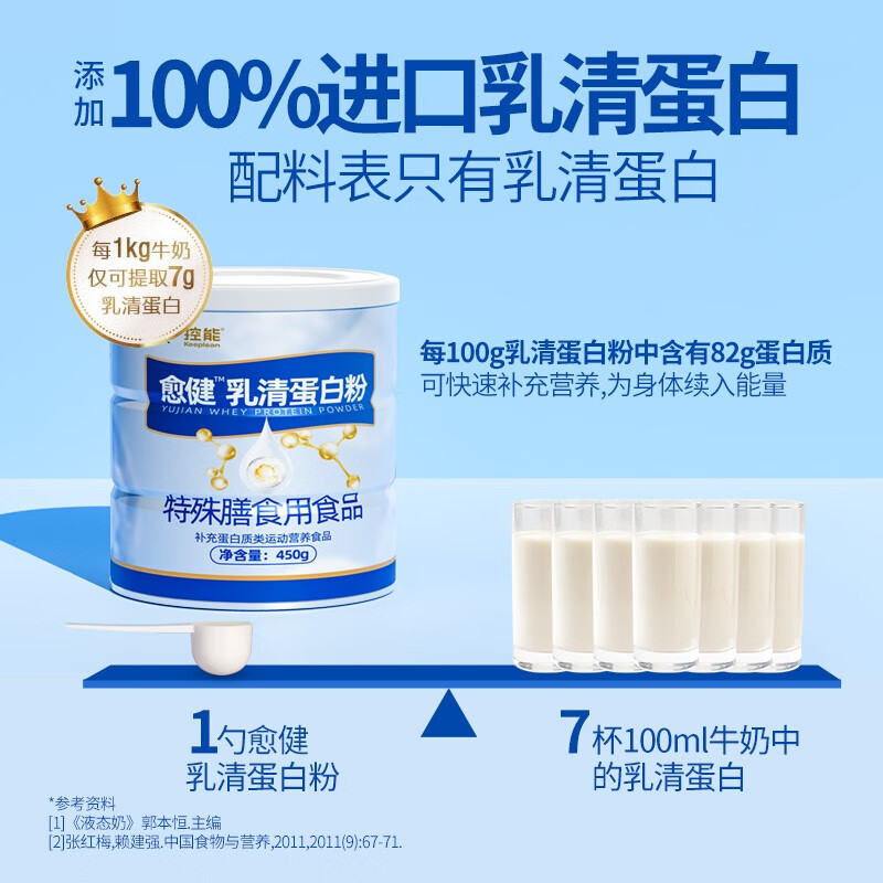 愈素乳清蛋白粉特膳粉疫运动增免健身肌氨基酸营养全增强健康补充食品 乳清蛋白粉 450g*1罐