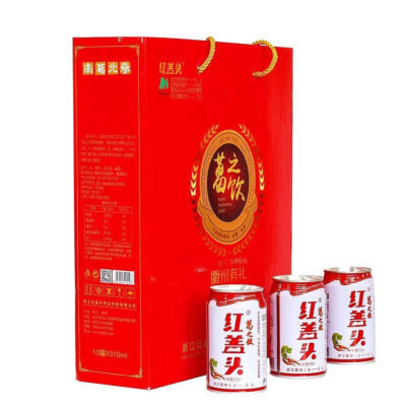 食喜运红盖头葛根饮料 葛源葛汁 植物 凉茶饮品 礼盒装310mlx10罐 红