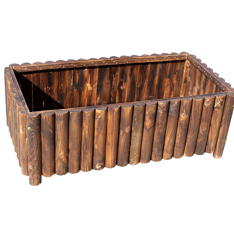 袭美木艺 户外阳台防腐木花盆家用盆景木花箱花池菜园实木种菜大花槽木箱屋顶蔬菜植物种植盆落地庭院装饰 半圆棒长方形100cm*30cm*30cm