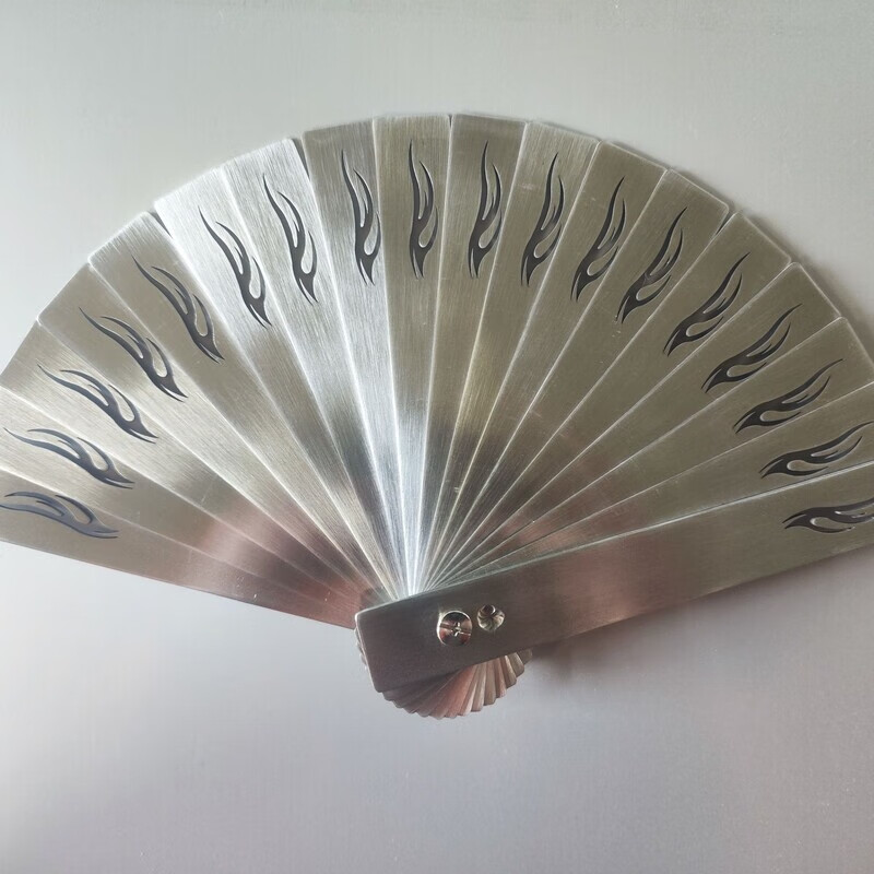 喆湘防身金属折扇不锈钢扇子古风钛扇镂空扇子武器功夫扇折叠钛金扇