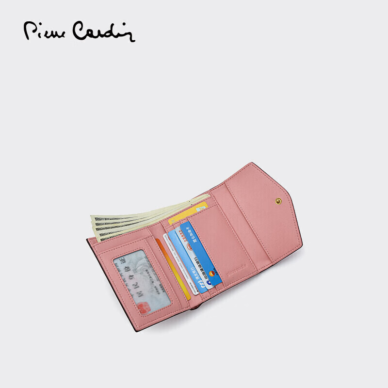 皮尔卡丹(pierre cardin)包包七夕情人节好礼女包头层牛皮百搭钱包女士零钱包多卡位包小包