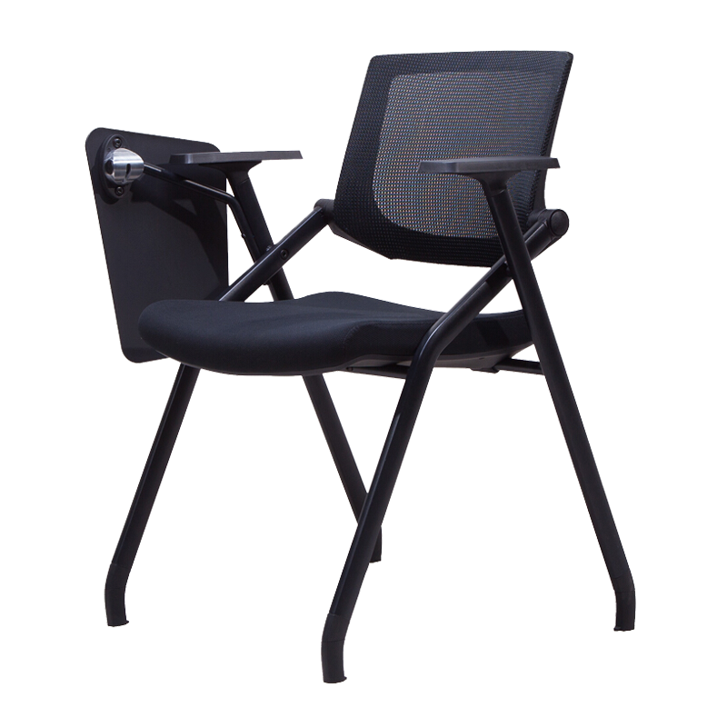 欧宝美培训椅带写字板折叠椅靠背职员办公椅子学生培训课桌椅简约网布会议椅