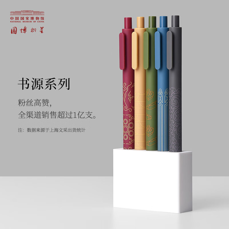 中国国家博物馆KACO彩色签字笔学生文具5支装0.5mm中性笔按动办公圆珠笔套装文创创意礼品生日礼物 琉璃华夏彩色笔5支装