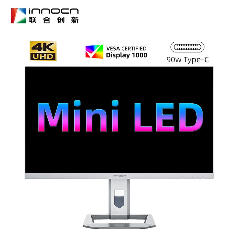 INNOCN 27英寸4K高清 自动感光护眼 MiniLED广色域Type-C 90W反向供电 旋转升降HDR1000设计师显示器 M2U