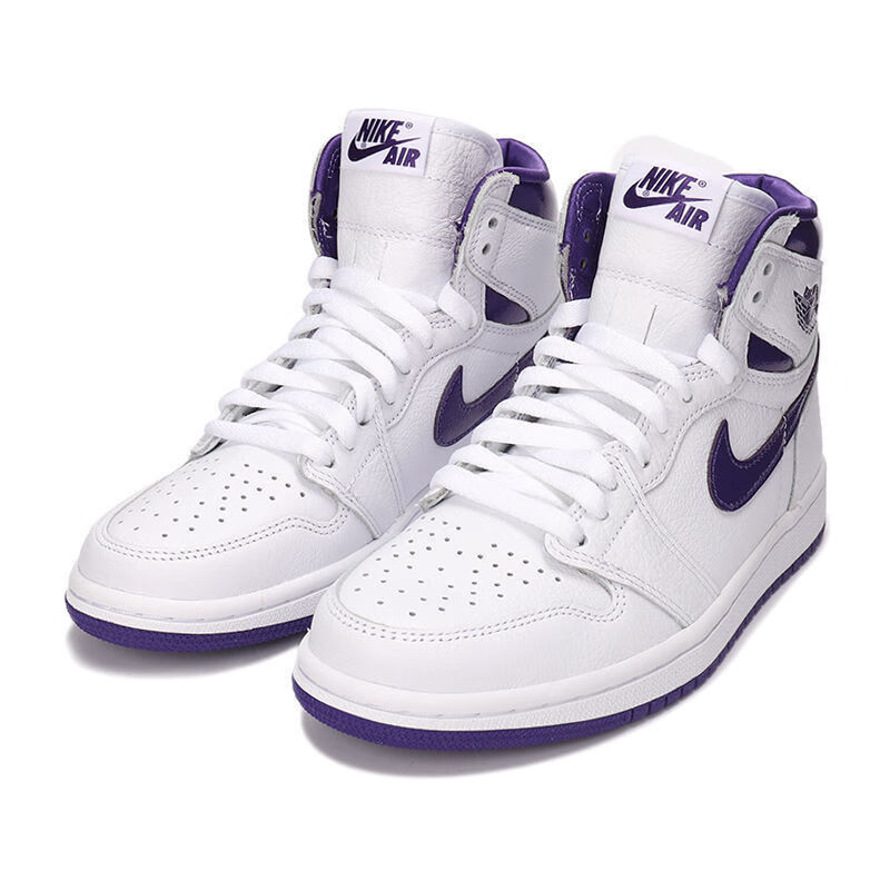 nike耐克aj 乔1 1 白紫钩 紫葡萄高帮篮球鞋男女运动鞋 0461151 aj1白