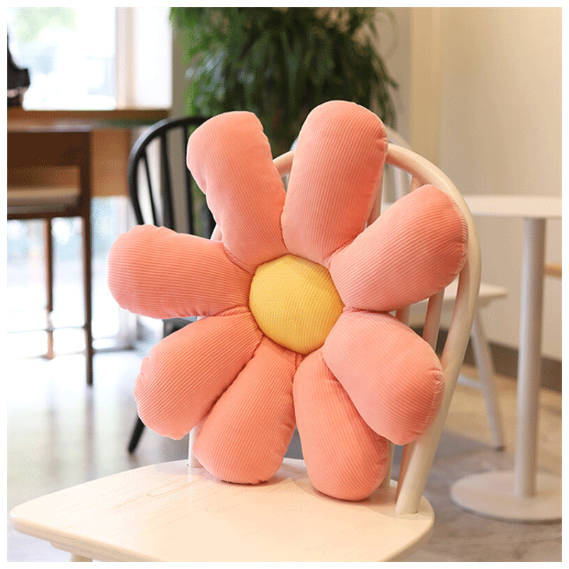 坐垫毛绒玩具女生玩偶榻榻米花瓣靠背床上卧室毛绒玩具 粉色 40x40cm