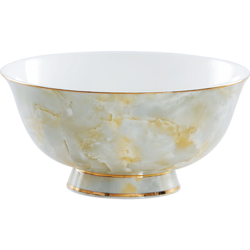 瑞玖（RUIJIU）4個(gè)裝陶瓷家用面碗6英寸高顏值大碗湯碗面碗防燙描金高腳碗套裝 6英寸 10個(gè) 裝（手工描金）