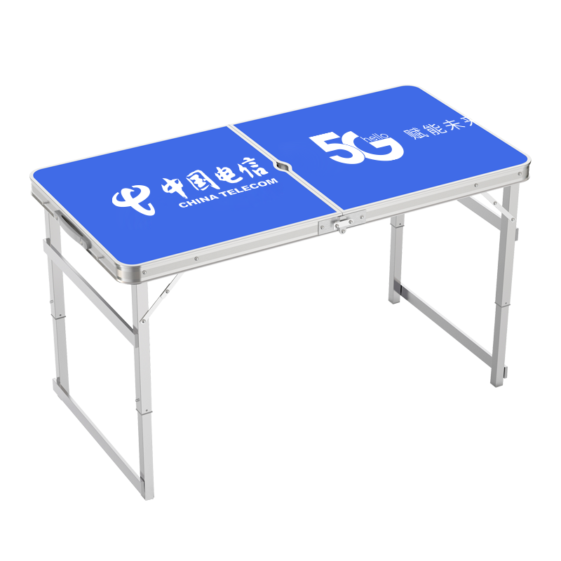 鲸伦（KINGRUNNING）1.2米方管加粗桌椅套装 户外野餐桌地推桌宣传折叠桌椅折叠家用烧烤桌椅展业桌 蓝色