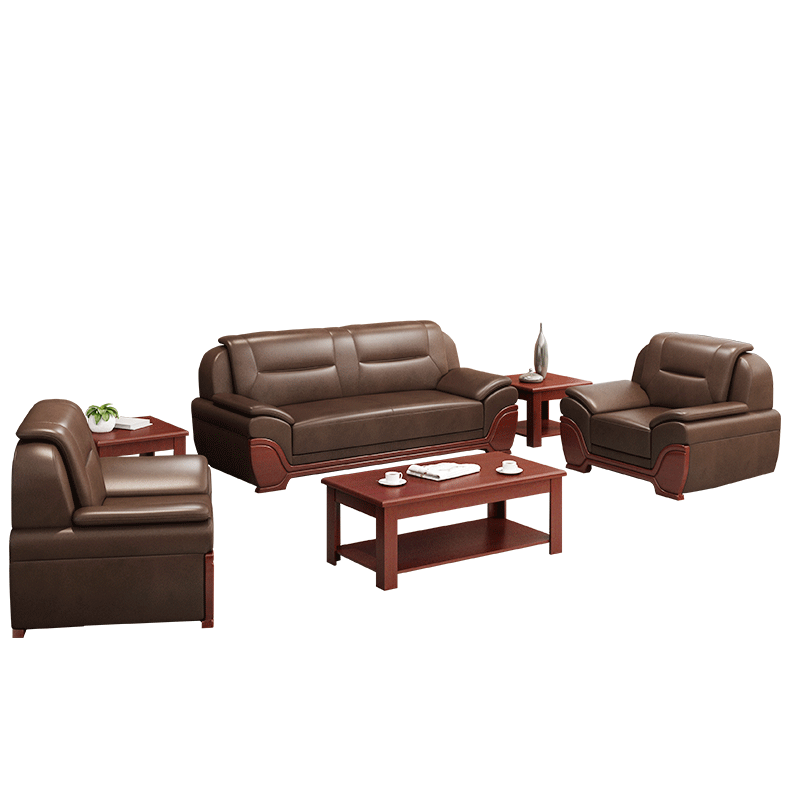 隆旭 办公家具办公沙发茶几组合办公室简约会客接待沙发商务皮沙发 长茶几 S-608