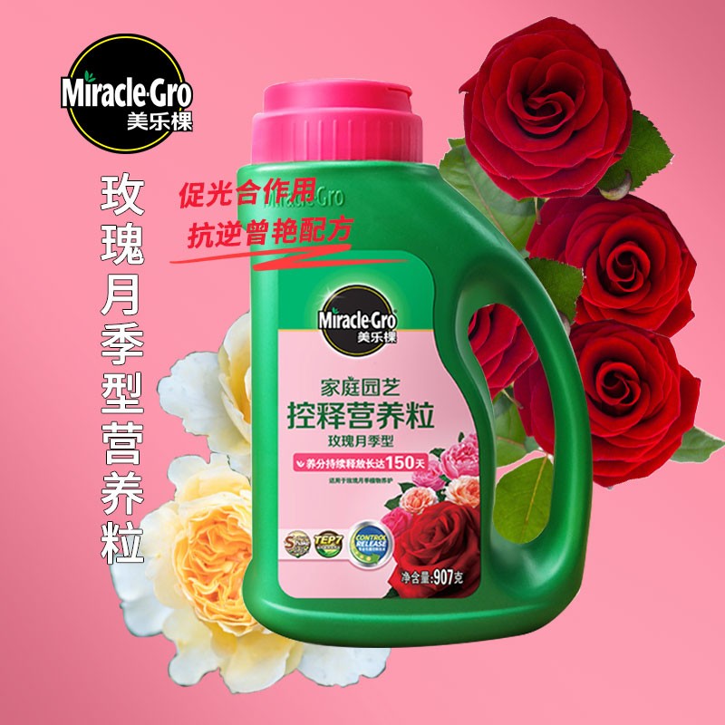 美乐棵玫瑰月季型营养粒907g 瓶家庭园艺花肥玫瑰月季肥料园艺种植办公室阳台桌面盆栽营养粒 虎窝购