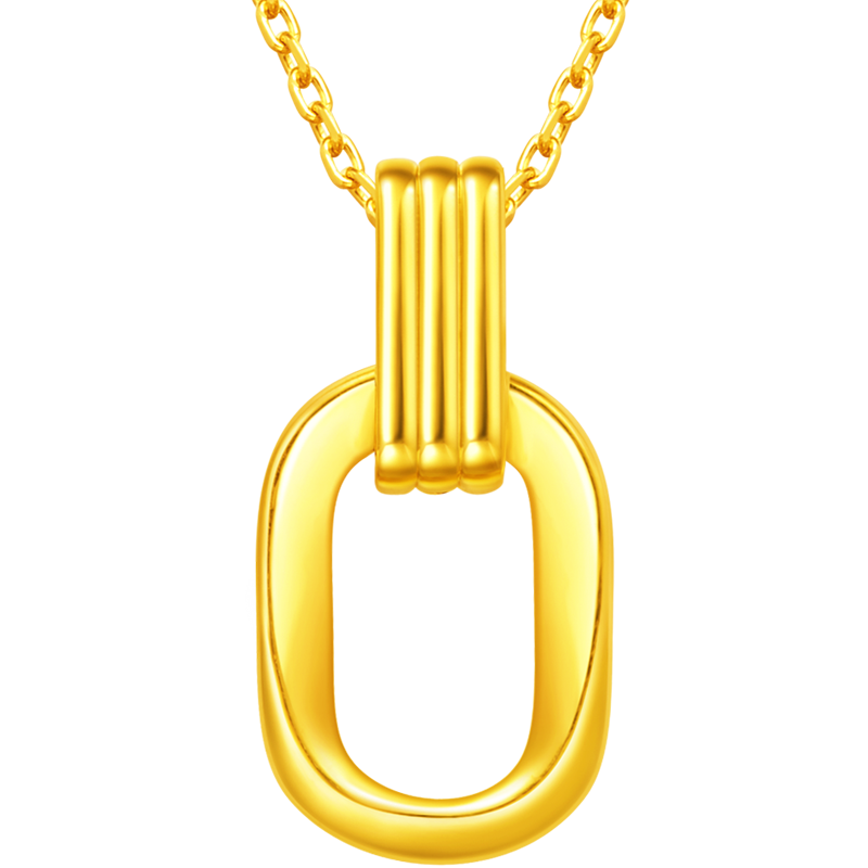 周大福 复古双环黄金项链(工费560)45cm约4.9g F217317
